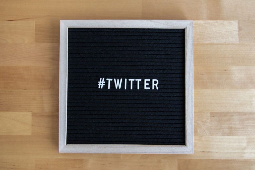 A letter board with the hashtag 'Twitter' displayed, ideal for social media marketing concepts.